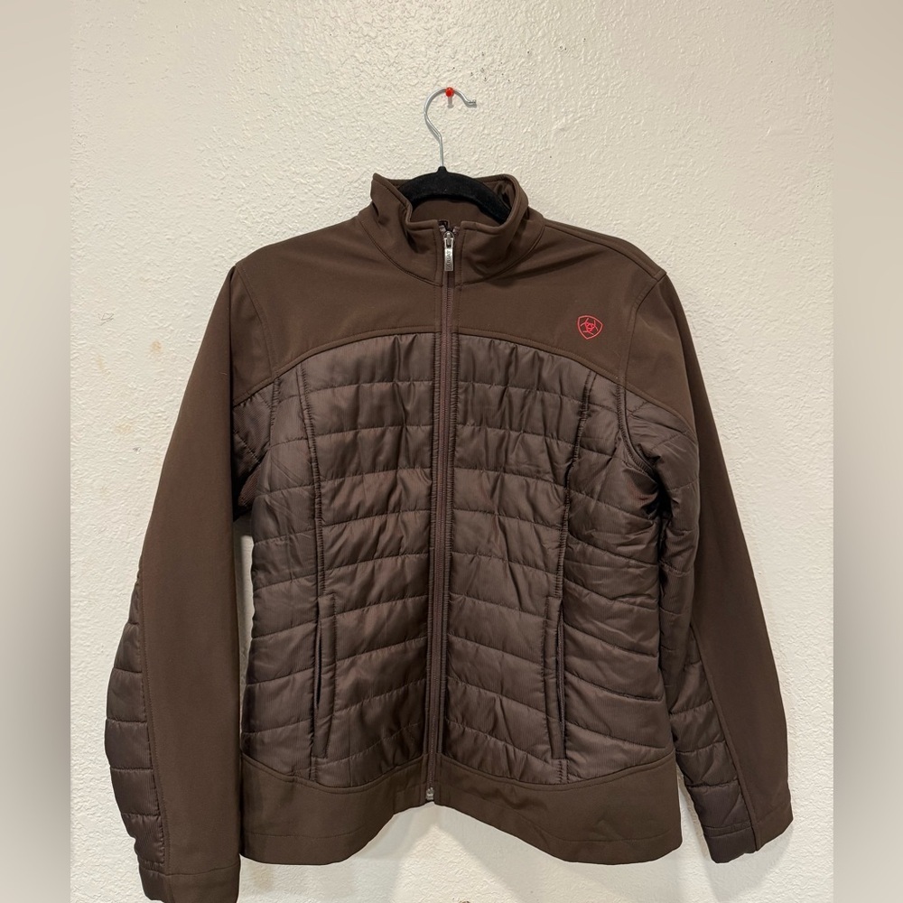 Ariat Men’s Brown Insulated Hybrid Jacket Medium Full Zip Softshell
